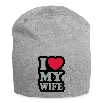 I love my wife - Jersey Beanie - heather grey - Front