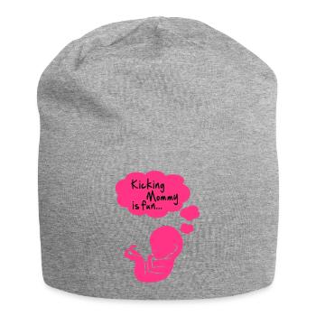 kicking mommy is fun... - Bonnet en jersey - gris chiné - Devant
