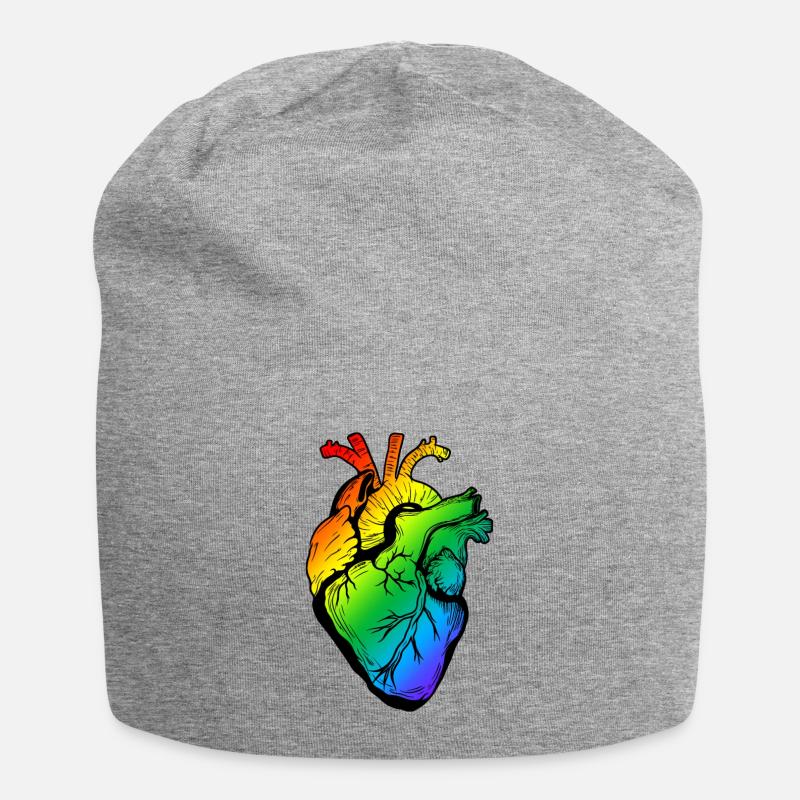 Coeur arc en ciel - Bonnet en jersey - gris chiné