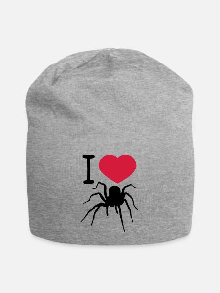 herz liebe i love spinne vogelspinne design clipar - Jersey-Beanie - Grau meliert