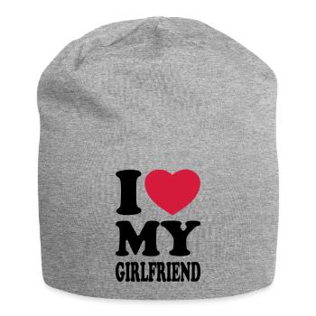 I love my girlfriend - Ich liebe meine Freundin - Jersey-Beanie - Grau meliert - Vorne