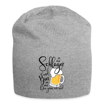 Schlager und Bier Das gönn ich mir  - Jersey-Beanie - Grau meliert - Vorne