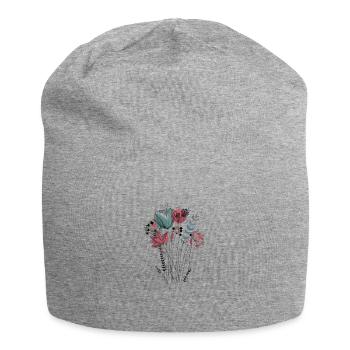 Vintage Blumen - Jersey-Beanie - Grau meliert - Vorne
