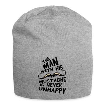 mustache man mustache unhappy quote - Jersey Beanie - heather grey - Front