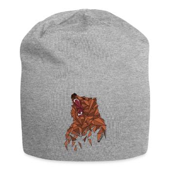 Roaring bear with geometry design - Jersey Beanie - heather grey - Front