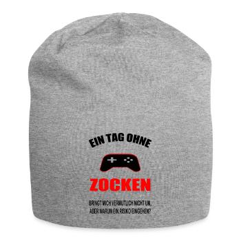 Tag ohne Zocken Spruch Geschenk - Jersey-Beanie - Grau meliert - Vorne