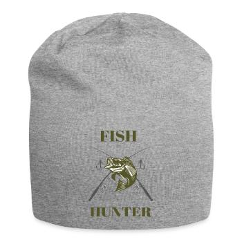 Fish Hunter Tshirt Angler Gift - Jersey Beanie - heather grey - Front