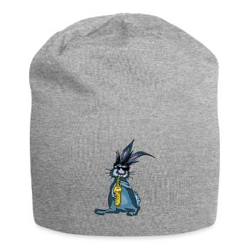 Hase Saxophon - Jersey-Beanie - Grau meliert - Vorne