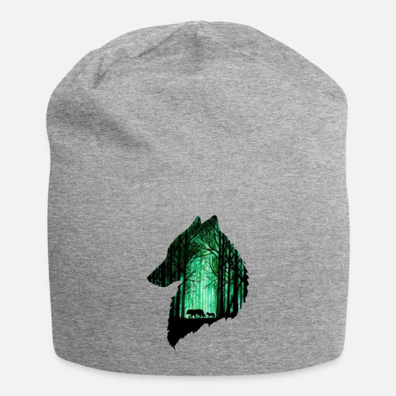 Der Wolf im Wald - Jersey-Beanie - Grau meliert