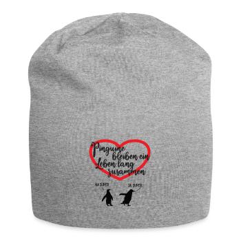 Beziehung lustig - Lustiges Pinguin Pärchen - Jersey-Beanie - Grau meliert - Vorne