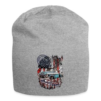 Legendärer V8 LKW auf Amerikanischer Flagge Adler - Jersey-Beanie - Grau meliert - Vorne