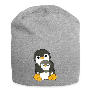 Penguin Hugging - Jersey Beanie - heather grey - Front