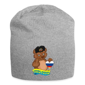 Russland Bär Fuck Putin Ukraine Krieg - Jersey-Beanie - Grau meliert - Vorne