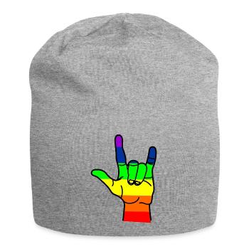 Regenbogen Hand Respekt - Jersey-Beanie - Grau meliert - Vorne