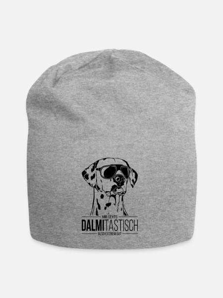 DALMITASTISCH Dalmatiner Hundespruch Hund Wilsigns - Jersey-Beanie - Grau meliert