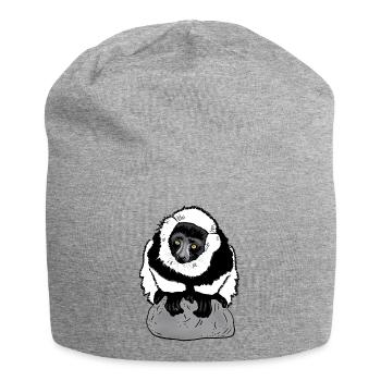 Vari noir et blanc (Lémurien) - Bonnet en jersey - gris chiné - Devant