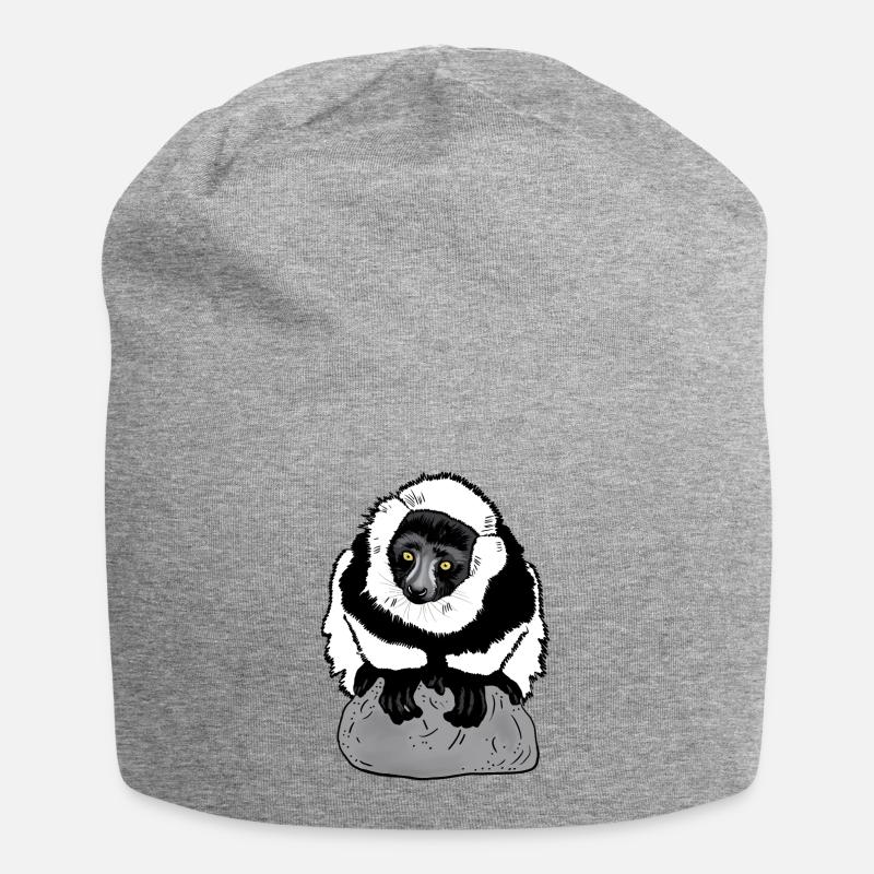 Vari black and white (Lemur) - Jersey Beanie - heather grey