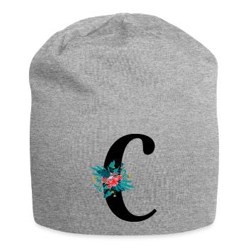 lettre C fleuris - Bonnet en jersey - gris chiné - Devant