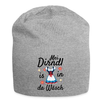 Dirndl Tracht | Mei Dirndl is in da - Jersey-Beanie - Grau meliert - Vorne