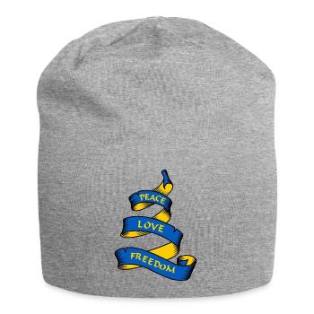 Curl-Banner mit Text Ukraine - Jersey-Beanie - Grau meliert - Vorne