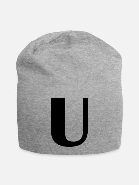 Buchstabe U - Jersey-Beanie - Grau meliert