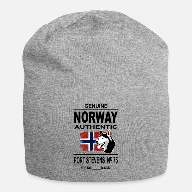 Norway Adventures - Norway Flag & Husky - Bonnet en jersey - gris chiné