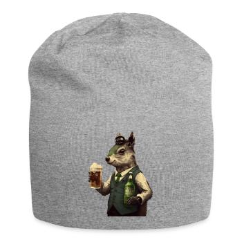 chic squirrel gentleman with beer - Jersey Beanie - heather grey - Front
