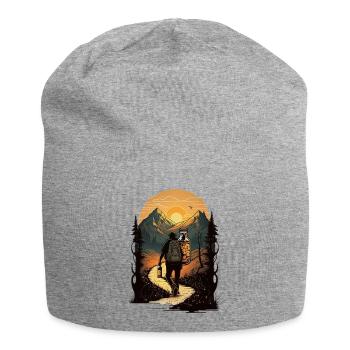 Hiking with beer in the mountains - Jersey Beanie - heather grey - Front