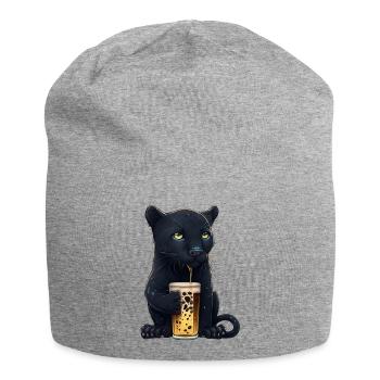 Black Panther drinks a glass of beer - Jersey Beanie - heather grey - Front