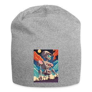 50er Jahre Cartoon - Crazy Roboter - Sci-Fi - Jersey-Beanie - Grau meliert - Vorne