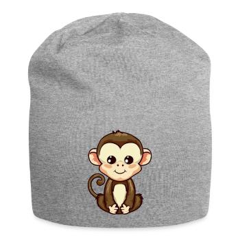 Singe assis, méditant et relaxant - Bonnet en jersey - gris chiné - Devant