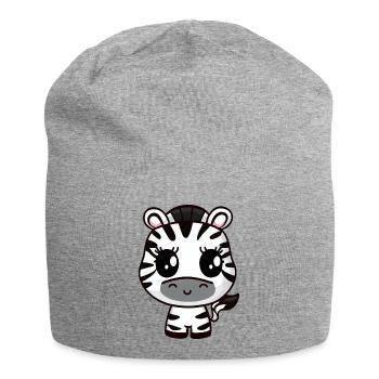 Süßes Kawaii Zebra, Charmantes Tierdesign - Jersey-Beanie - Grau meliert - Vorne