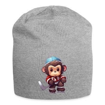 Affe spielt Eishockey, Sportliches Tierdesign - Jersey-Beanie - Grau meliert - Vorne