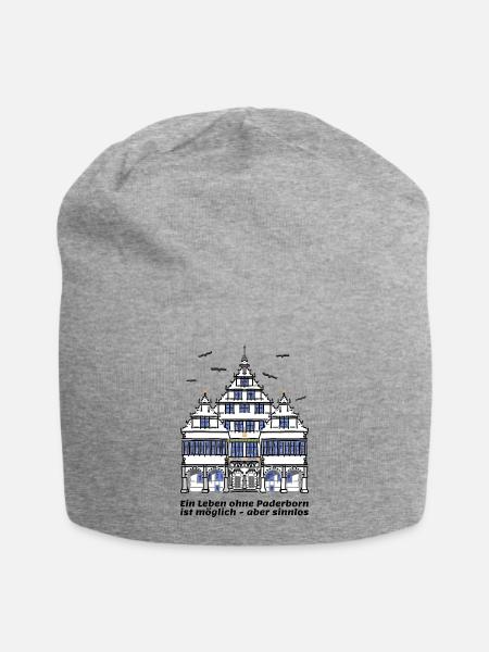 Paderborn , Lustiger Spruch, historisches Rathaus - Jersey-Beanie - Grau meliert
