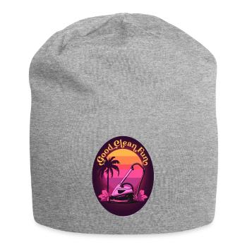 Retro 80s Staubsauger mit Orchidee und Palmen - Jersey-Beanie - Grau meliert - Vorne