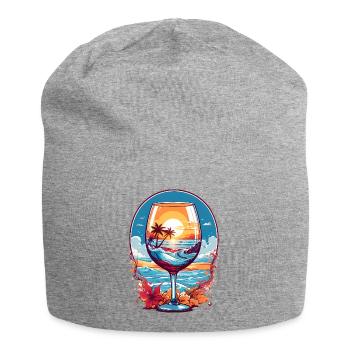 Verre de vin de plage - Bonnet en jersey - gris chiné - Devant