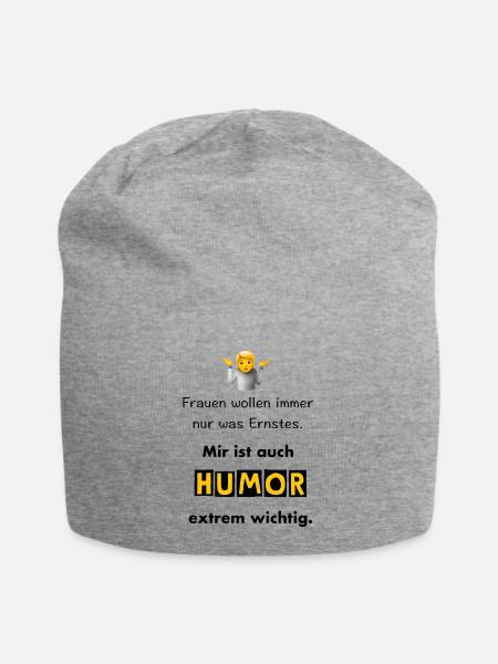 Humor ist wichtig - Jersey-Beanie - Grau meliert