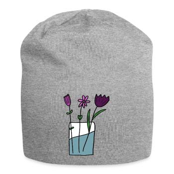 Blumen im Tontopf Design - Jersey-Beanie - Grau meliert - Vorne