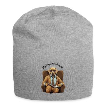 Golden Retriever: "My Dog is My Therapist" - Jersey-Beanie - Grau meliert - Vorne