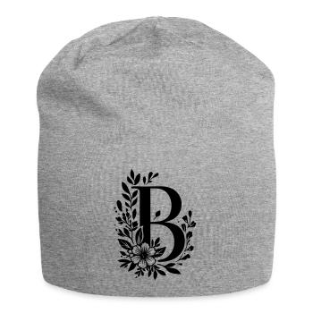 Letter B Flower - Jersey Beanie - heather grey - Front