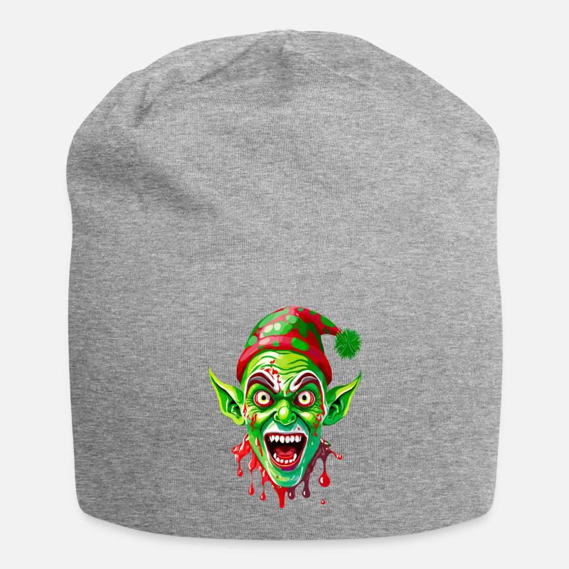 Lutin Noël effrayant - Bonnet en jersey - gris chiné