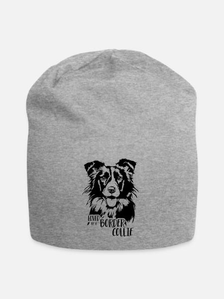 Loved by a Border Collie Hunde Hund Wilsigns - Jersey-Beanie - Grau meliert