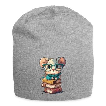 Souris rat de bibliothèque - Bonnet en jersey - gris chiné - Devant