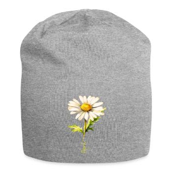 Spring Daisy with April Lettering - Jersey Beanie - heather grey - Front