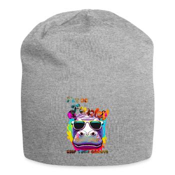 I'm so Funky. keep your groove. Hippopotame - Bonnet en jersey - gris chiné - Devant