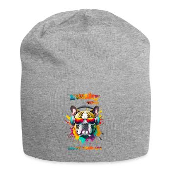 Funky vibes. Enjoy your life. Bulldog - Jersey Beanie - heather grey - Front