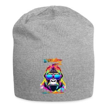 Funky vibes. Enjoy your life. Gorilla - Jersey Beanie - heather grey - Front