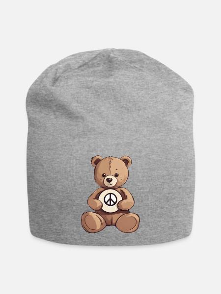 Teddybär - Jersey-Beanie - Grau meliert