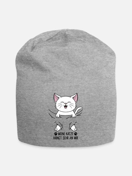 Meine Katze hängt sehr an mir - Jersey-Beanie - Grau meliert