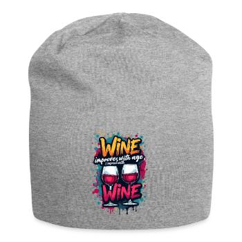 LE VIN SE BONIFIE AVEC L’ÂGE, JE M’AMÉLIORE AVEC LE VIN. - Bonnet en jersey - gris chiné - Devant